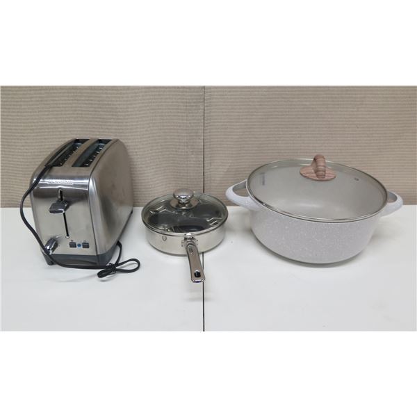 Spectrum Brands Toaster TR2400SD, Induction 18/10 Egg Pan & Masterclass Pot w/ Lid