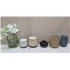 Image 1 : Qty 5 Decorative Vases Misc Sizes & Shapes w/ Glass Jar Artificial White Orchids