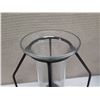 Image 3 : Ceramic Ribbed Vase, Blue Bowl  & Glass Vial in Black Metal Stand