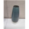 Image 9 : Ceramic Ribbed Vase, Blue Bowl  & Glass Vial in Black Metal Stand