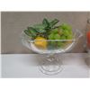 Image 2 : Beekman Sugar Bowl & Creamer on Tray, 2 Footed Bowls w/ Artificial Fruit & Aqua Bowl