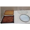 Image 1 : Qty 2 Woven Rectangle Trays & 2 Round Trays w/ Handles T10763