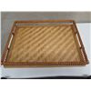 Image 2 : Qty 2 Woven Rectangle Trays & 2 Round Trays w/ Handles T10763