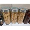 Image 9 : Misc Kitchen Storage: Airtight Pasta Jars, Spice Rack, etc & Multiple Bath Salt Bottles