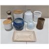 Image 1 : Qty 8 Vases & Decorative Containers Misc Sizes & Designs w/ Woven Tray
