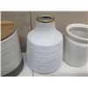Image 4 : Qty 8 Vases & Decorative Containers Misc Sizes & Designs w/ Woven Tray