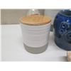Image 9 : Qty 8 Vases & Decorative Containers Misc Sizes & Designs w/ Woven Tray
