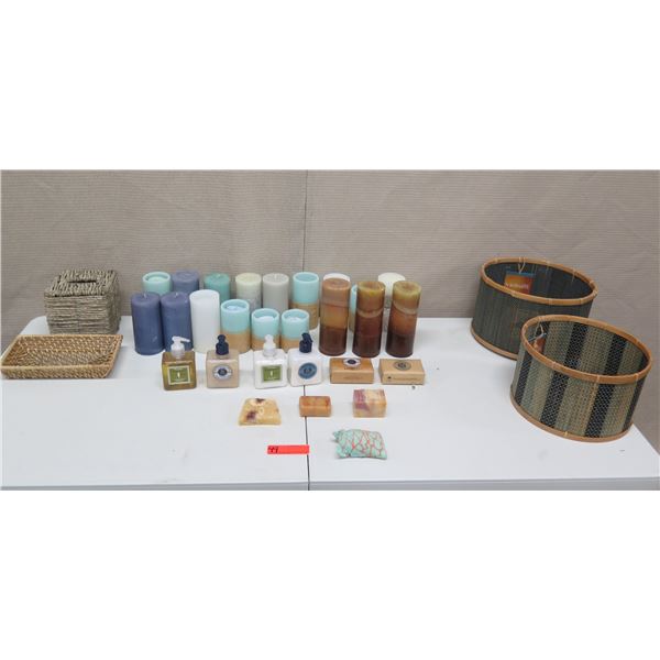 Multiple Candles & Votive Holders, Wicker Baskets & Trays, Soaps & Lotions, etc