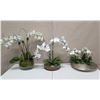 Image 1 : Qty 3 Potted Artificial Flower Arrangements: Orchids, Leaves, etc