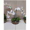 Image 8 : Qty 3 Potted Artificial Flower Arrangements: Orchids, Leaves, etc