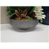 Image 2 : Qty 2 Potted Artificial Flower Arrangements: Orchids, Leaves, etc & Empty Pot