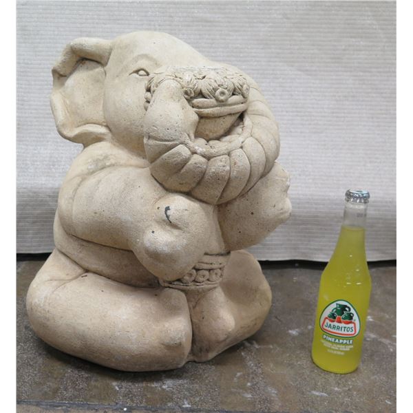 Carved Elephant Holding Flower Planter 17"H
