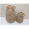 Image 2 : Qty 2 Vases w/ Round Cut Bamboo Ornamentation & Handle 23" & 29"H