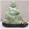 Image 1 : Jade Smiling Buddha Figure on Base, Signed by Artist 15"H