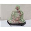 Image 8 : Jade Smiling Buddha Figure on Base, Signed by Artist 15"H