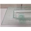 Image 2 : Rectangle Footed Cut Glass Serving Platter & Stone w/ Wood Cutting Board