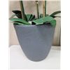 Image 2 : Qty 4 Potted Artificial Flower Plants: Orchids, Anthurium, Ferns, etc