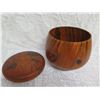 Image 2 : Wooden Bowl 'Umeke Con Mariposa' w/ Cover, by Artist Clemente 10" Dia, 10"H