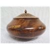 Image 2 : Curly Koa Wood Bowl w/ Bamboo-Accented Lid by Artist Robert W. Butts 12" Dia, 9.5"H