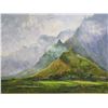 Image 2 : Original Painting Koolau-Kahaluu Signed by Artist Hiroshi Tagami, Framed & Matted 43"x31"