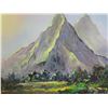 Image 2 : Original Painting, Olomana Morning, Signed by Artist Michael Powell, Framed & Matted 17"x15"