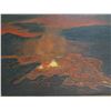 Image 2 : Original Painting, Volcano, Signed by Artist Robinson, Gilded Frame 21"x17"
