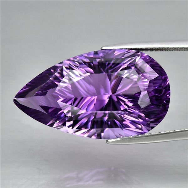Superb! 26.78ct 27.4x15.7mm VVS Pear Concave Natural Unheated Purple Amethyst
