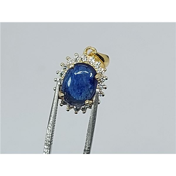 925 STERLING SILVER PENDANT WITH BLUE SAPPHIRE AND CZ 11.61 ct.