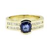 Image 2 : 1.37 ctw Square Cushion Brilliant Blue Sapphire And Diamond Ring - 14KT Yellow G