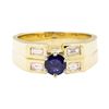 Image 2 : 1.02 ctw Blue Sapphire and Diamond Ring - 14KT Yellow Gold