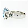 Image 6 : Estate 14k White Gold Oval Checkerboard Blue Topaz Ring