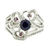 Image 2 : 1.70 ctw Round Brilliant Blue Sapphire And Diamond Ring - 14KT White Gold