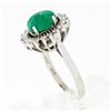 Image 8 : Vintage 14k White Gold 2.89 ctw Oval Cabochon Emerald Diamond Halo Flower Ring