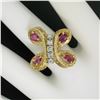 Image 8 : Vintage Detailed 14k Yellow Gold 1.35 ctw Pear Ruby Round Diamond Open Butterfly