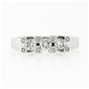 Image 4 : Unique 18k White Gold 0.58 ctw Round Diamond 3 Stone Band Ring w/ Diamond Prongs