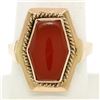 Image 1 : Vintage Russian 14k Rose Gold Bezel Set Carnelian Hexagon Ring