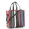 Image 2 : Balenciaga Bazar Convertible Tote Striped Leather Small Blue, Multicolor, Red, W