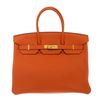 Image 1 : Hermes Orange Togo Leather Candy Birkin 35 cm Handbag