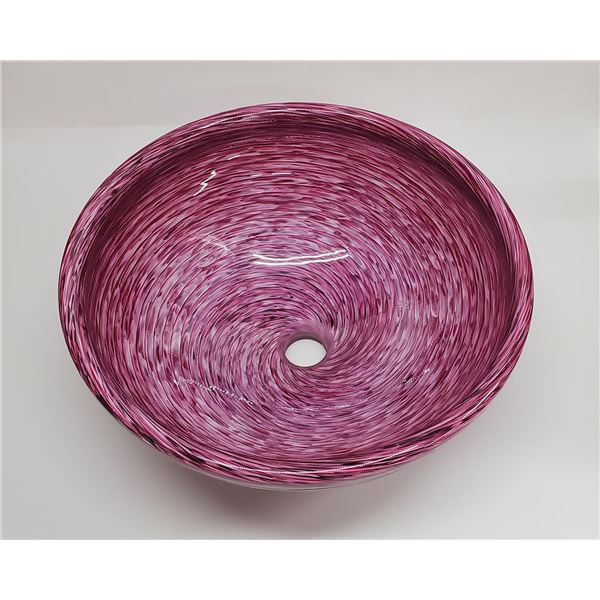 Fucshia Spiral Art Glass Sink by Seattle Glassblowing Studio