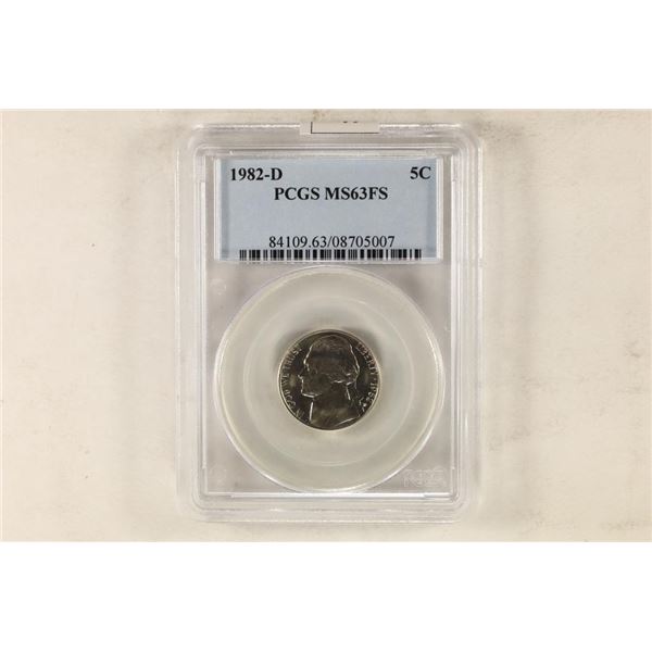 1982-D JEFFERSON NICKEL PCGS MS63FS