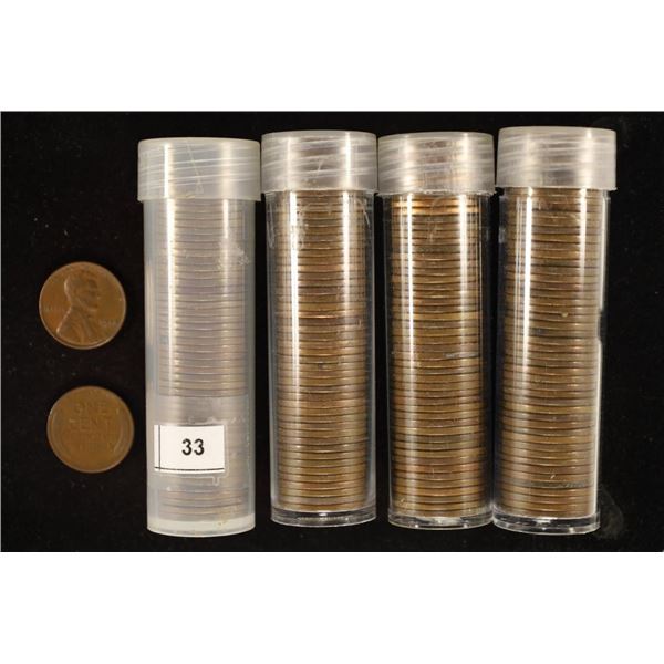 4 SOLID DATE ROLLS OF LINCOLN WHEAT CENTS: 1944,