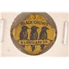 Image 1 : VINTAGE METAL TOBACCO TAG "3 BLACK CROWS" YELLOW