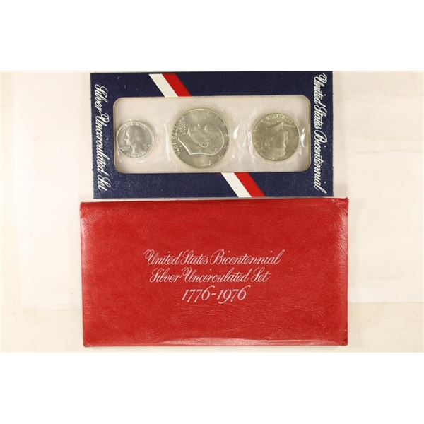 1976 US SILVER 3 PIECE BICENTENNIAL SET IN