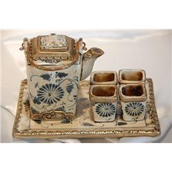 Antique Ceramic Tea Set On Tray (ANT-088)