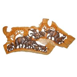 Hand Carved Lg. Teak Elephant Wall Hanging (ART-011)