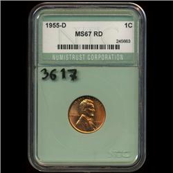 1955D US Lincoln Cent Coin Graded MS67 Red (COI-3617)