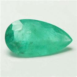 1.45ct VERY RARE Clean Colombian Emerald Pear RETAIL $2275 (GEM-4286)