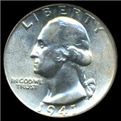 1941 Washington 25c Quarter Coin Graded MS66 Rare Variety (COI-4047)