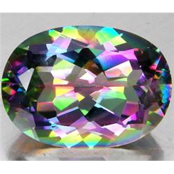 12.52ct Oval Portuguese Cut Multi Color Mystic Quartz FLAWLESS RETAIL $800 (GEM-7135)