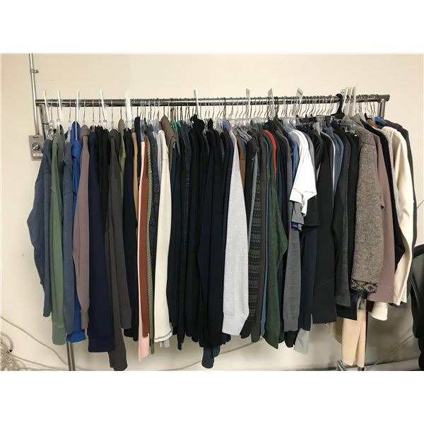 RACK OF ASSORTED SIZED CLOTHING (MANY NEW WITH TAGS) BRANDS INCLUDE; UNDER ARMOR, RALPH LAUREN, U...